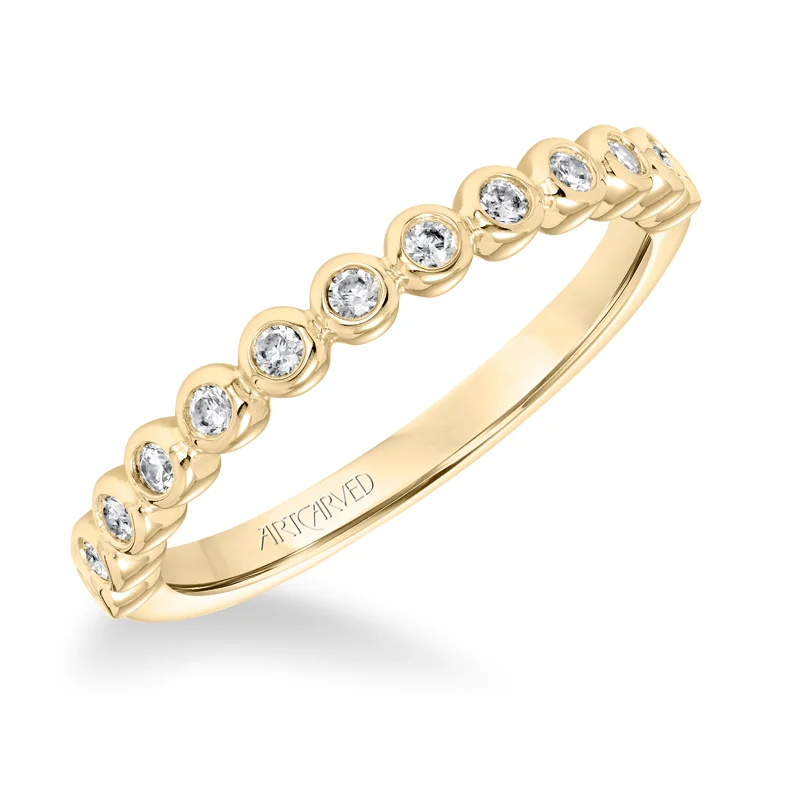 ArtCarved Stackable Band with Bezel set Diamonds in 14K Yellow Gold  - 33-V9159Y