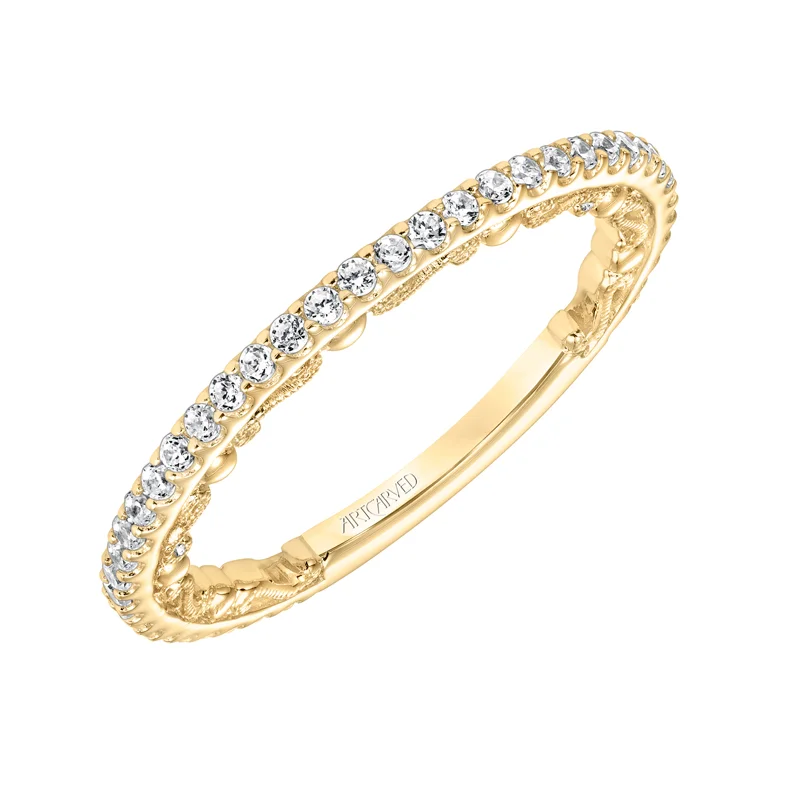 ArtCarved Vintage Diamond Prong Set Band with Scrollwork Filigree in 14K Yellow Gold  - 33-V9178Y