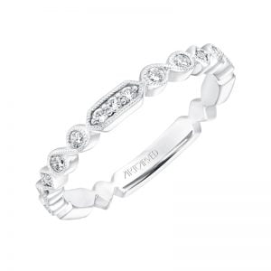 ArtCarved Vintage Diamond Prong Set Band with Milgrain in 14K White Gold  - 33-V9184W