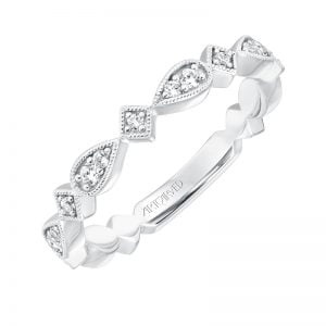 ArtCarved Vintage Diamond Prong Set Band in 14K White Gold  - 33-V9186W