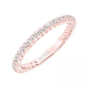 ArtCarved Contemporary Diamond and Rope Band in 14K Rose Gold  - 33-V9188R
