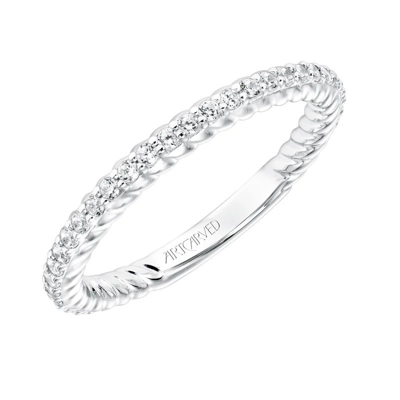 ArtCarved Contemporary Diamond and Rope Band in 14K White Gold  - 33-V9188W