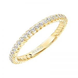 ArtCarved Contemporary Diamond and Rope Band in 14K Yellow Gold  - 33-V9188Y