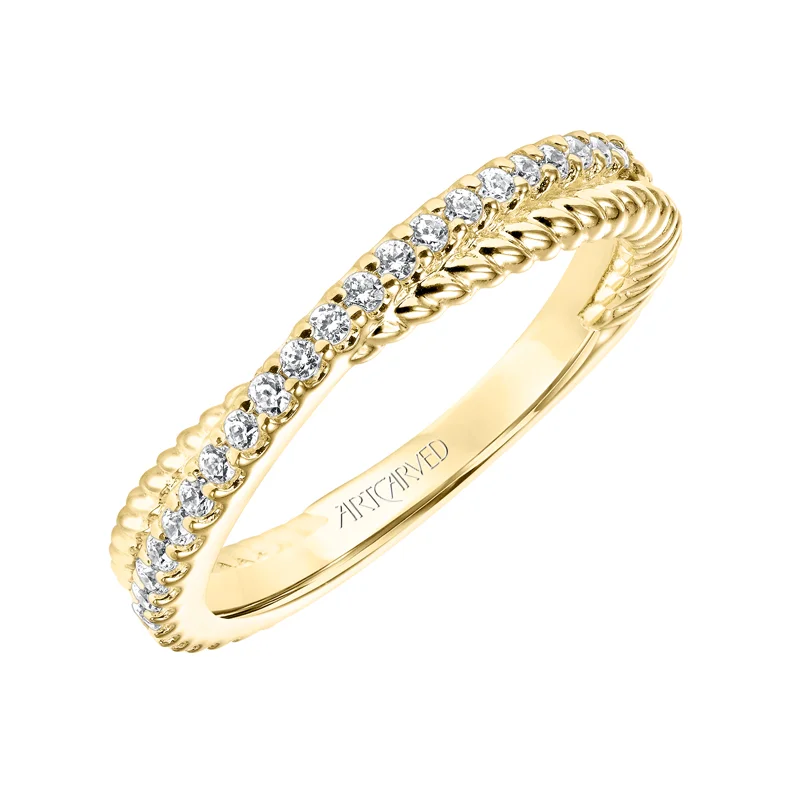 ArtCarved Contemporary Twisted Diamond and Rope Band in Yellow Gold  - 33-V9189Y