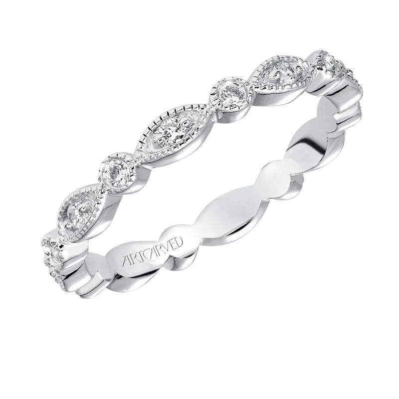 ArtCarved Prong Set with Milgrain Eternity Band in 14K White Gold  - 33-V94A4W65